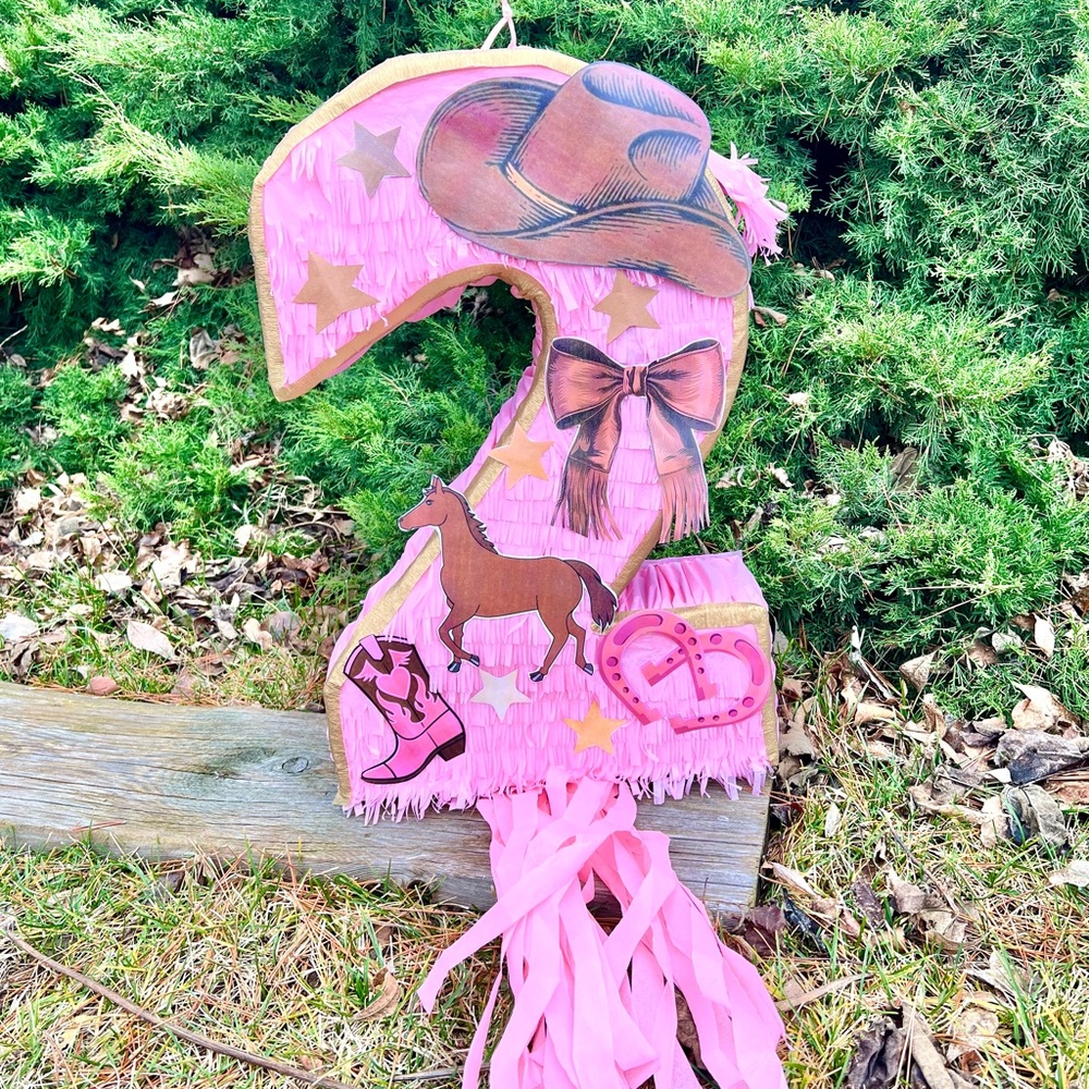 Pink Western Themed Piñata number two cowgirl party